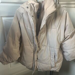 Forever 21 Cream Puffer Jacket Lightweight Casual